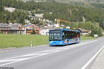 Engadin Bus GR 100 108 (Mercedes Citaro C2 O530) am 13.9.2016 in Silvaplana, Kreisel Mitte