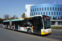 Stadtbus Mainz: Mercedes-Benz Citaro C2 Gelenkbus der MVG Mainz / Mainzer Verkehrsgesellschaft, aufgenommen im September 2016 in der Nähe der Haltestelle  Bismarckplatz  in Mainz.