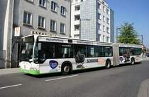 Stadtbus Aschaffenburg / Verkehrsgemeinschaft am Bayerischen Untermain (VAB): Mercedes-Benz Citaro G der Stadtwerke Aschaffenburg Verkehrs-GmbH (STWAB), aufgenommen im September 2016 in der Nähe vom Hauptbahnhof in Aschaffenburg.