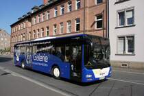 Bus Aschaffenburg / Verkehrsgemeinschaft am Bayerischen Untermain (VAB): MAN Lion's City  von Seitz Reisen, aufgenommen im September 2016 in der Nhe vom Hauptbahnhof in Aschaffenburg.