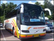 Volvo 9700 von Jørns Busrejser aus Dänemark im Stadthafen Sassnitz am 02.07.2014