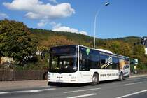 Bus Schwarzenberg / Bus Erzgebirge: MAN Lion's City Ü der RVE (Regionalverkehr Erzgebirge GmbH), aufgenommen im Oktober 2016 im Stadtgebiet von Schwarzenberg / Erzgebirge. 
