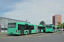 Die MAN Buse 781 und 755 sind ausgemustert worden und stehen auf dem Hof der Garage Rankstrasse. Die Aufnahme stammt vom 27.08.2015.