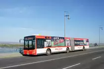 Stadtbus Mainz: MAN Lion's City G der MVG Mainz / Mainzer Verkehrsgesellschaft, aufgenommen im November 2016 auf der Theodor-Heuss-Brücke zwischen der hessischen Landeshauptstadt Wiesbaden und der rheinland-pfälzischen Landeshauptstadt Mainz.