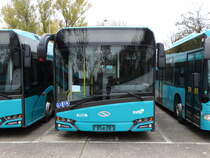 Brandneuer VGF/ICB Solaris Urbino 12 am 26.11.16 im ICB Betriebshof Frankfurt Rebstock. Ich habe natürlich gefragt ob ich auf den Gelände Fotos machen darf und ich durfte