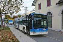 Der LLB MB Citaro I welcher Jahrelang als Ringjet im Leukerbad im Einsatz war wird nun vorwiegend als Schülerkurs in der Region Leuk eingesetzt, 15.11.2016.