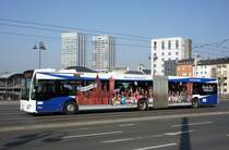 Stadtbus Mainz: Mercedes-Benz Citaro C2 Gelenkbus der MVG Mainz / Mainzer Verkehrsgesellschaft, aufgenommen im Februar 2017 am Hauptbahnhof in Mainz.