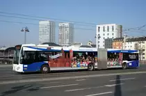 Stadtbus Mainz: Mercedes-Benz Citaro C2 Gelenkbus der MVG Mainz / Mainzer Verkehrsgesellschaft, aufgenommen im Februar 2017 am Hauptbahnhof in Mainz.