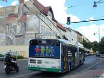 Solaris Trollino 18 der Barnimer Busgesellschaft in Eberswalde am 09.06.2016