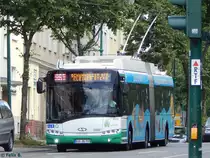 Solaris Trollino 18 der Barnimer Busgesellschaft in Eberswalde am 09.06.2016