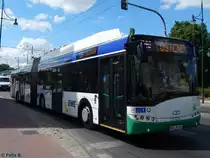 Solaris Trollino 18 der Barnimer Busgesellschaft in Eberswalde am 09.06.2016