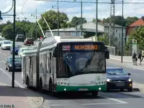 Solaris Trollino 18 der Barnimer Busgesellschaft in Eberswalde am 09.06.2016