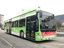 BGU Citaro Facelift Nr. 25 mit Erdgas Vollwerbung am 3.3.17 beim Bhf Grenchen Süd.