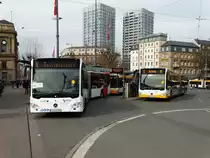 Autobus Sippel Mercedes Benz Citaro 2 G und MVG Mercedes Benz Citaro 2 G Wagen 924 am 04.03.17 als Arena Linie zum Mainz 05 Fußballspiel