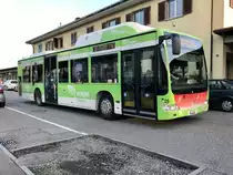 Citaro Nr. 25 mir Erdgas Vollwerbung bei der Wegfahrt vom Bhf Süd am 10.3.17.