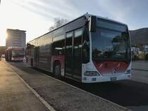 Der Citaro I Nr. 20 beim warten auf die Abfahrt am 10.3.17 beim Bhf Süd.