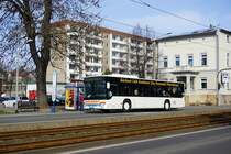 Stadtbus Gotha: Setra S 415 NF vom Omnibus- & Güterverkehr Klaus Gessert, aufgenommen im März 2017 im Stadtgebiet von Gotha.