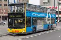 B-V3320,
Manufacturer: MAN AG,
Class:  MAN ND 313 Lion's City DD (A39), 
Operators designation: MAN DL07,
Year of construction: 2007,
Location: Pic was taken 2017-03-08 in Berlin Memhardstrasse,
Remarks: Hochschule Fresenius advertisement c/s, 