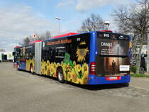 Freiburger VAG Mercedes Benz Citaro 2 G Wagen 910 am 20.03.17 an der Haltestelle Haid