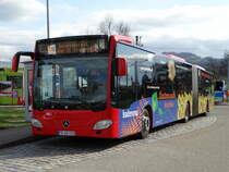 Freiburger VAG Mercedes Benz Citaro 2 G Wagen 910 am 20.03.17 an der Haltestelle Haid