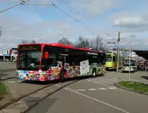 Freiburger VAG Mercedes Benz Citaro 1 Facelift Wagen 861 am 20.03.17 an der Haltestelle Haid