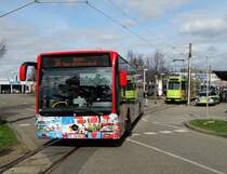 Freiburger VAG Mercedes Benz Citaro 1 Facelift Wagen 861 am 20.03.17 an der Haltestelle Haid