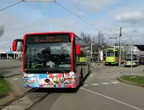 Freiburger VAG Mercedes Benz Citaro 1 Facelift Wagen 861 am 20.03.17 an der Haltestelle Haid