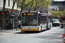 Am 21.04.2016 fährt MZ-SW 929 auf der Linie 56 nach Kostheim. Aufgenommen wurde ein Mercedes Benz Citaro G II / Mainz Innenstadt.
