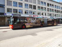 VB Biel - Mercedes Citaro Nr.161 BE 821161 unterwegs in Biel mit neuer Werbung am 13.04.2017 