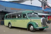 Oldtimer Mercedes O 3500  Turck - Gruß aus Halver , 5. Europatreffen historischer Omnibusse Sinsheim 21.04.2017