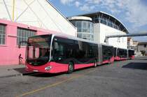 Frankreich / Stadtbus Marseille: Mercedes-Benz Citaro C2 Gelenkbus (Wagen 2158) von RTM (Régie des Transports Metropolitains) Marseille, aufgenommen im April 2017 an der Metrostation  Bougainville  in Marseille.