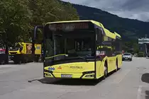 Postbus New Solaris Urbino 10,5 BD 14743 als Linie 4 am Bahnhofsvorplatz in Lienz, 14.07.2017. 