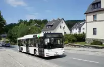Bus Schwarzenberg / Bus Grünhain-Beierfeld / Bus Erzgebirge: MAN NL der RVE (Regionalverkehr Erzgebirge GmbH), aufgenommen im Juli 2017 im Stadtgebiet von Grünhain-Beierfeld.
