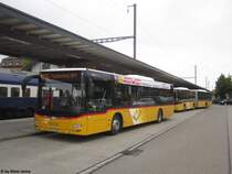 Postauto/PU Ryffel Nr. 320 (MAN A21 Lion's City) am 27.7.2017 beim Bhf. Pfäffikon ZH. Dieser MAN ersetzte den Citaro Ü Nr. 158