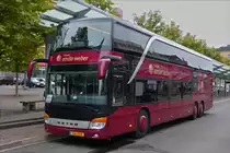 . EW 1515, Setra S 431 DT, von Voyages Weber, steht am 03.09.2017 am Bahnhof von Saarbrücken zur Rückfahrt zum Bahnhof von Luxemburg bereit.