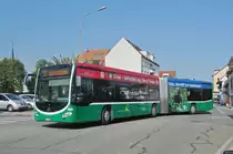 Mercedes Citaro 7009 auf der Tram Ersatzlinie 3, die wegen der Baustelle am Steinenberg nicht verkehren kann. Nach dem bedienen der Endhaltestelle Burgfelderhof fahren die Busse zum Wenden ein kurzes Stück nach St. Louis. Die Aufnahme stammt vom 25.09.2017.
