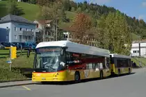 PTT:
Auch im Jahre 2017 gelangen bei Postauto Schweiz noch Anhängerzüge zum Einsatz, wie diese Aufnahme der Linie 791 Urnäsch-Schwägalp vom 12. Oktober 2017 zeigt.
Foto: Walter Ruetsch 