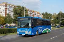 Kroatien / Bus Zagreb / Autobus Zagreb: Iveco Crossway von Auto promet Sisak d.o.o., aufgenommen im Oktober 2017 an der Haltestelle  Sopot  im Stadtgebiet von Zagreb.