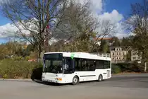Bus Aue / Stadtbus Aue / Bus Erzgebirge: MAN / Göppel NM 223 (Vorserie) Midibus der RVE (Regionalverkehr Erzgebirge GmbH), aufgenommen im Oktober 2017 am Bahnhof von Aue (Sachsen).