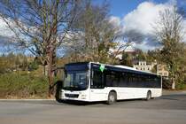 Bus Aue / Bus Erzgebirge: MAN Lion's City Ü der RVE (Regionalverkehr Erzgebirge GmbH), aufgenommen im Oktober 2017 am Bahnhof von Aue (Sachsen).