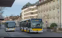 Zwei Generationen Citaro von RVSH und VBSH am Bahnhof Schaffhausen am 11. März 2017.