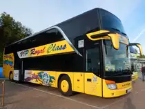 Setra 431 DT von JobTours aus Deutschland im Stadthafen Sassnitz am 26.10.2014