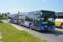 Am 04.06.2016 fährt OHV-VK 108 für die ILA 2016 auf der Shuttle Linie  R . Aufgenommen wurde ein MAN Lion's City G der OVG.
