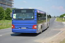 Am 04.06.2016 fährt OHV-VK 108 für die ILA 2016 auf der Shuttle Linie  R . Aufgenommen wurde ein MAN Lion's City G der OVG.
