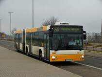 MVG MAN Gelenkzug der 2. Generation Wagen 709 am 02.12.17 in Mainz Stadionverkehr