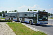 Am 04.06.2016 fährt P-AV 576 für die ILA 2016 Shuttle zwischen Parkplatz und ILA-Gelände. Aufgenommen wurde ein MAN Lion's City G der BVSG, Betriebshof Stahnsdorf.
