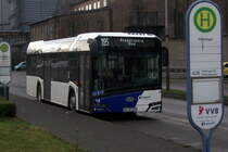 Wagen 18 - Solaris Urbino 12 IV der Völklinger Verkehrsbetriebe am 16.12.2017.