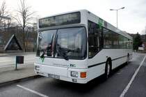 Bus Schwarzenberg / Bus Erzgebirge: MAN EL der RVE (Regionalverkehr Erzgebirge GmbH), aufgenommen im Dezember 2017 am Bahnhof in Schwarzenberg / Erzgebirge.