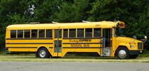 Freightliner, US-amerikanischer Schulbus, macht Sonderfahrten im Markgräflerland, Juli 2017