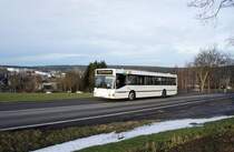 Bus Schwarzenberg / Bus Grünhain-Beierfeld / Bus Erzgebirge: MAN EL der RVE (Regionalverkehr Erzgebirge GmbH), aufgenommen im Dezember 2017 im Stadtgebiet von Grünhain-Beierfeld.